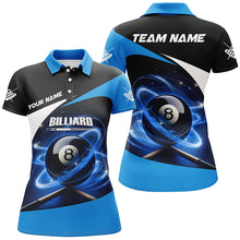 Load image into Gallery viewer, Blue 8 Ball Pool Swirling Light Billiard Jerseys For Women Custom Billiard League Team Shirts TDM2825