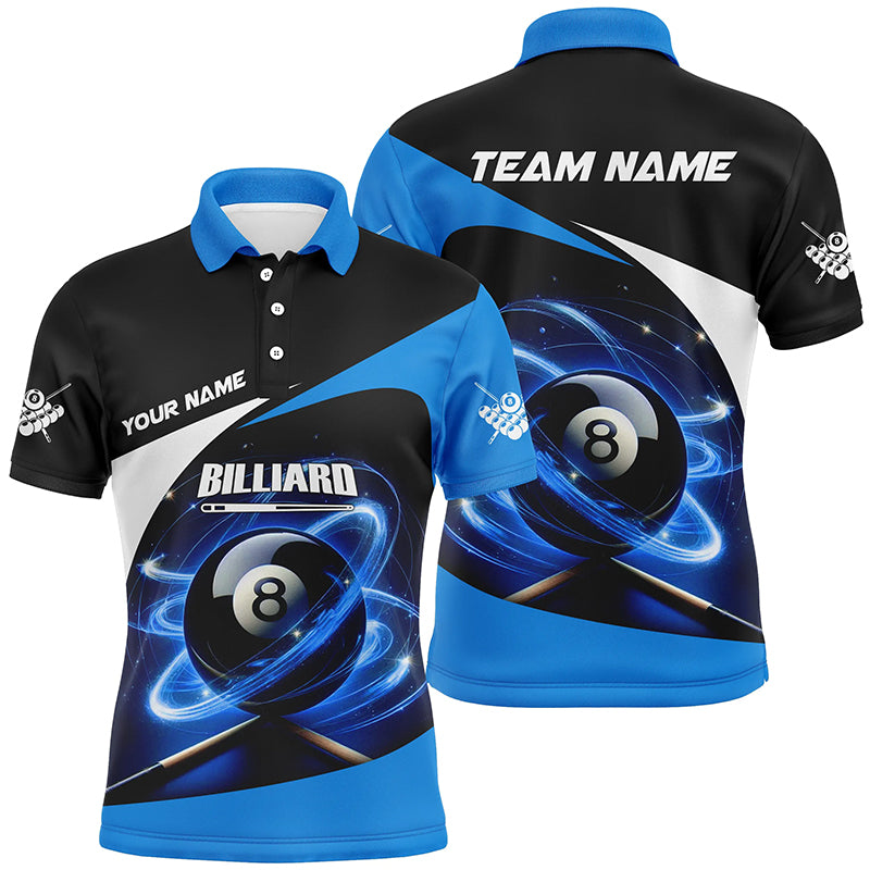 Blue 8 Ball Pool Swirling Light Billiard Jerseys For Men Custom Billiard League Team Shirts TDM2825