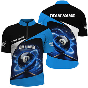 Blue 8 Ball Pool Swirling Light Billiard Jerseys For Men Custom Billiard League Team Shirts TDM2825