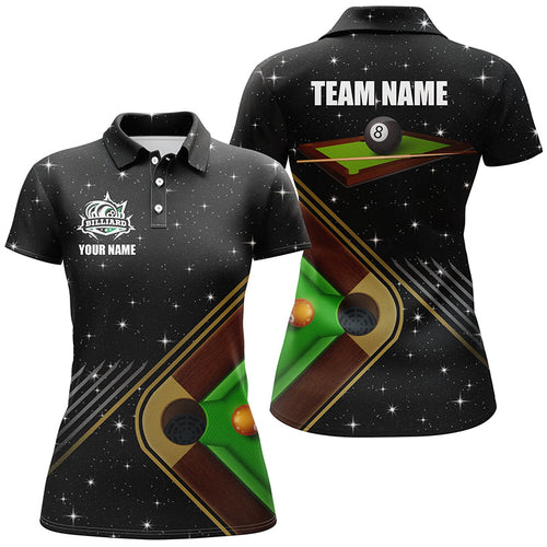 Personalized Billiard Pool Table Custom 3D Women Polo Shirts, 8 Ball Funny Pool League Shirts TDM0621