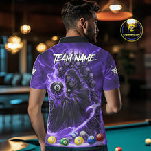 Load image into Gallery viewer, Purple Grim Reaper Lightning Billiard Shirt For Men Custom 8 Ball Pool Jersey Team Polo &amp; 1/4 Zip TDM5293