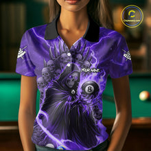 Load image into Gallery viewer, Purple Grim Reaper Lightning Billiard Shirt For Women Custom 8 Ball Pool Jersey Team Polo &amp; 1/4 Zip TDM5293