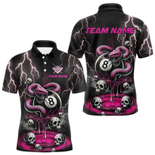 Load image into Gallery viewer, Pink And Black Thunder Lightning Skull Snake Billiard Shirts For Men Custom 8 Ball Billiard Jerseys TDM3627