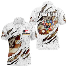 Load image into Gallery viewer, Billiard Ball Retro US Flag White Grunge Billiard Shirt For Men Custom 8 Ball Pool Billiard Jersey TDM3636