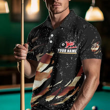 Load image into Gallery viewer, Billiard Ball Retro US Flag Black Grunge Billiard Shirt For Men Custom 8 Ball Pool Billiard Jersey TDM3637