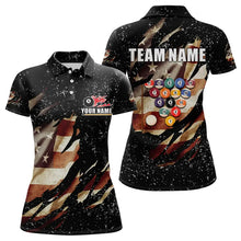Load image into Gallery viewer, Billiard Ball Retro US Flag Black Grunge Billiard Shirt For Women Custom 8 Ball Pool Billiard Jersey TDM3637