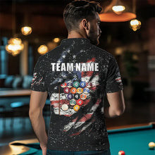 Load image into Gallery viewer, Billiard Balls US Flag Black Grunge Billiard Shirts For Men Custom 8 Ball Pool Billiard Jerseys TDM3638