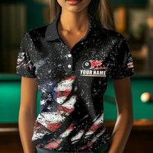 Load image into Gallery viewer, Billiard Balls US Flag Black Grunge Billiard Shirts For Women Custom 8 Ball Pool Billiard Jerseys TDM3638