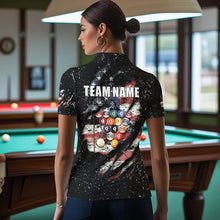 Load image into Gallery viewer, Billiard Balls US Flag Black Grunge Billiard Shirts For Women Custom 8 Ball Pool Billiard Jerseys TDM3638