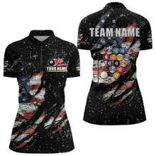 Load image into Gallery viewer, Billiard Balls US Flag Black Grunge Billiard Shirts For Women Custom 8 Ball Pool Billiard Jerseys TDM3638