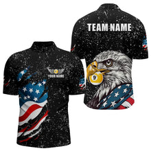 Load image into Gallery viewer, Black Grunge Eagle American Flag Custom 9 Ball Pool Men&#39;s Billiard Shirts, Billiard Team Jerseys TDM3779