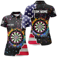 Load image into Gallery viewer, Grunge Colorful Darts Board US Flag Darts Shirts For Women Custom Patriotic Darts Team Jerseys TDM1681