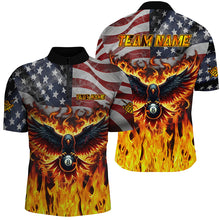 Load image into Gallery viewer, Personalized Flame American Flag Custom Eagle Billiard Shirts For Men, Patriotic Billiard Jerseys TDM2096
