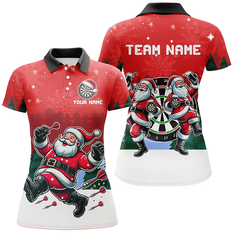 Funny Santa Playing Darts Red Christmas Dart Shirts For Women Custom Christmas Darts Gifts Outfit TDM2834