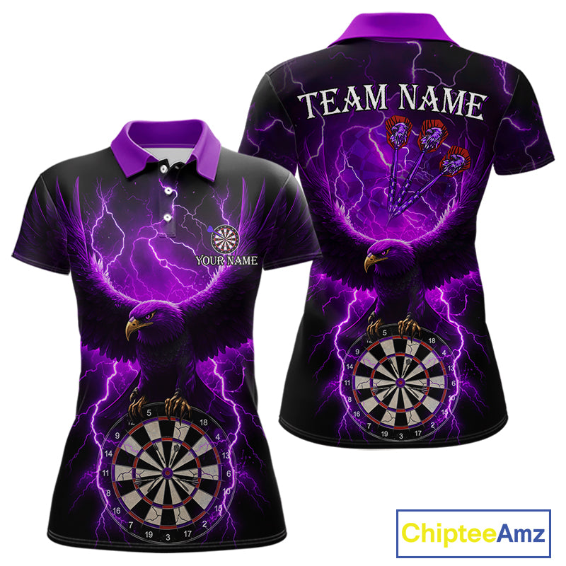 Purple Hawkeye Thunder Lightning Darts Shirt For Women Custom Darts Jersey Team Polo & 1/4 Zip TDM5303