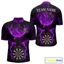 Load image into Gallery viewer, Purple Hawkeye Thunder Lightning Darts Shirt For Men Custom Darts Jersey Team Polo &amp; 1/4 Zip TDM5303