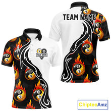 Load image into Gallery viewer, Custom Flame 8 Ball 9 Ball Billiard Shirt For Men, Billiard Pool Team Jersey Polo &amp; 1/4 Zip Shirt TDM6175