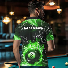 Load image into Gallery viewer, Green 8 Ball Pool Fire Flame Custom Lightning Billiard Shirts For Men Team League Billiard Jerseys TDM3491