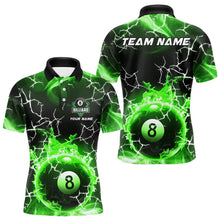 Load image into Gallery viewer, Green 8 Ball Pool Fire Flame Custom Lightning Billiard Shirts For Men Team League Billiard Jerseys TDM3491