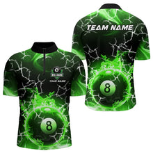 Load image into Gallery viewer, Green 8 Ball Pool Fire Flame Custom Lightning Billiard Shirts For Men Team League Billiard Jerseys TDM3491