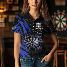 Load image into Gallery viewer, Black And Blue Darts Board Break Glass Custom Dart Shirts For Women, Darts Team Shirts Dart Jerseys TDM3494