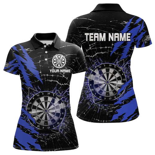 Black And Blue Darts Board Break Glass Custom Dart Shirts For Women, Darts Team Shirts Dart Jerseys TDM3494