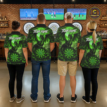 Load image into Gallery viewer, Black And Green Dartboard Roses And Dragon Darts Polo &amp; 1/4 Zip Custom Women's Darts Team Jersey TDM5804
