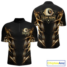 Load image into Gallery viewer, Black And Gold Lightning 8 Ball Pool Billiard Shirts For Men Custom Billiard Team League Jerseys NYN2920