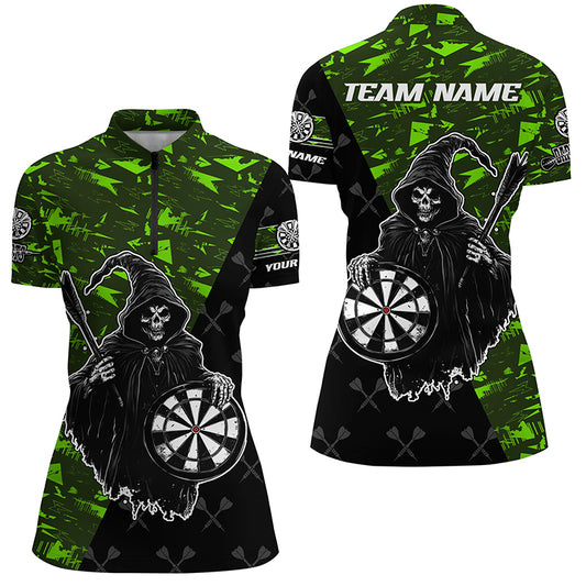 Personalized Green Abstract Grim Reaper Women Darts Shirts, Funny Halloween  Darts Jerseys TDM2607