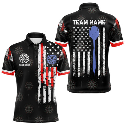 Personalized American Flag Dart Polo & Quarter Zip Shirt For Men Custom Patriotic Dart Jerseys TDM3083