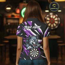 Load image into Gallery viewer, Personalized Wolf Darts Polo &amp; Quarter Zip Custom Darts Shirt For Women, Darts Jersey |Purple TDM5319