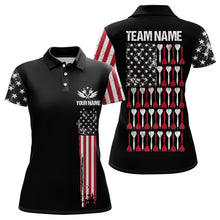 Load image into Gallery viewer, American Flag Patriotic Darts Polo &amp; Quarter Zip Custom Dart Shirts For Women Black Dart Jerseys TDM3322