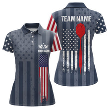 Load image into Gallery viewer, American Flag Navy Darts Polo &amp; Quarter Zip Shirt Custom Patriotic Darts Shirt For Women Dart Jersey TDM3323