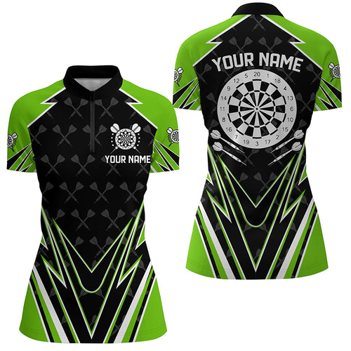 Black And Green Dartboard Women Darts Quarter-Zip Shirt Customized Darts Team Jersey Uniform TDM1337