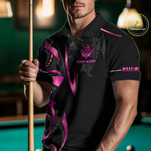 Load image into Gallery viewer, Custom Pink 8 Ball Pool Crown Billiard Shirts For Men, Billiard Team Jersey Polo &amp; 1/4 Zip |Black TDM6193
