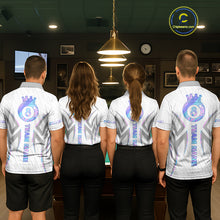 Load image into Gallery viewer, Custom Holographic 8 Ball Crown Billiard Shirts For Men, Pool Team Jersey Polo &amp; 1/4 Zip |White TDM6195