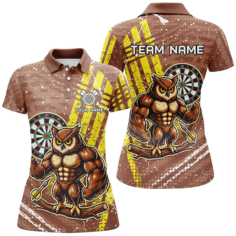 Personalized Funny Owl Darts Shirts For Women Custom Brown Darts Jerseys, Unique Darts Apparel TDM1918