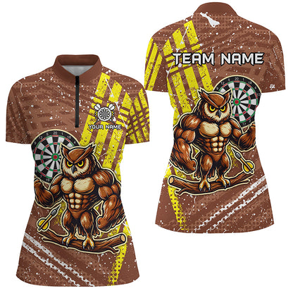 Personalized Funny Owl Darts Shirts For Women Custom Brown Darts Jerseys, Unique Darts Apparel TDM1918