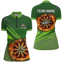 Load image into Gallery viewer, Personalized Green Dartboard Fire Flame 3D All Over Print Darts Shirts For Women, Darts Jersey Attire TDM1920