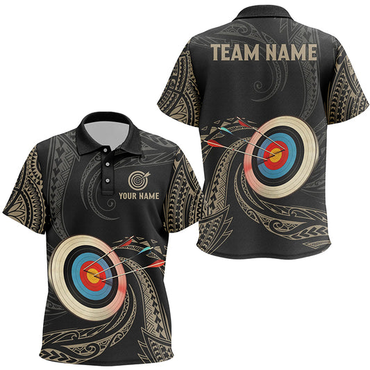 Personalized Golden Tribal Archery Polo Shirts For Kid Custom Archery Team Uniform Shirts TDM0643