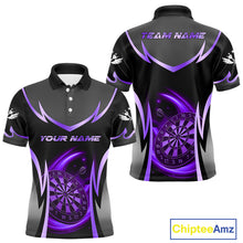 Load image into Gallery viewer, Purple Dartboard Lightning Darts Polo &amp; 1/4 Zip Custom Darts Shirt For Men, Darts Team Jersey TDM5335