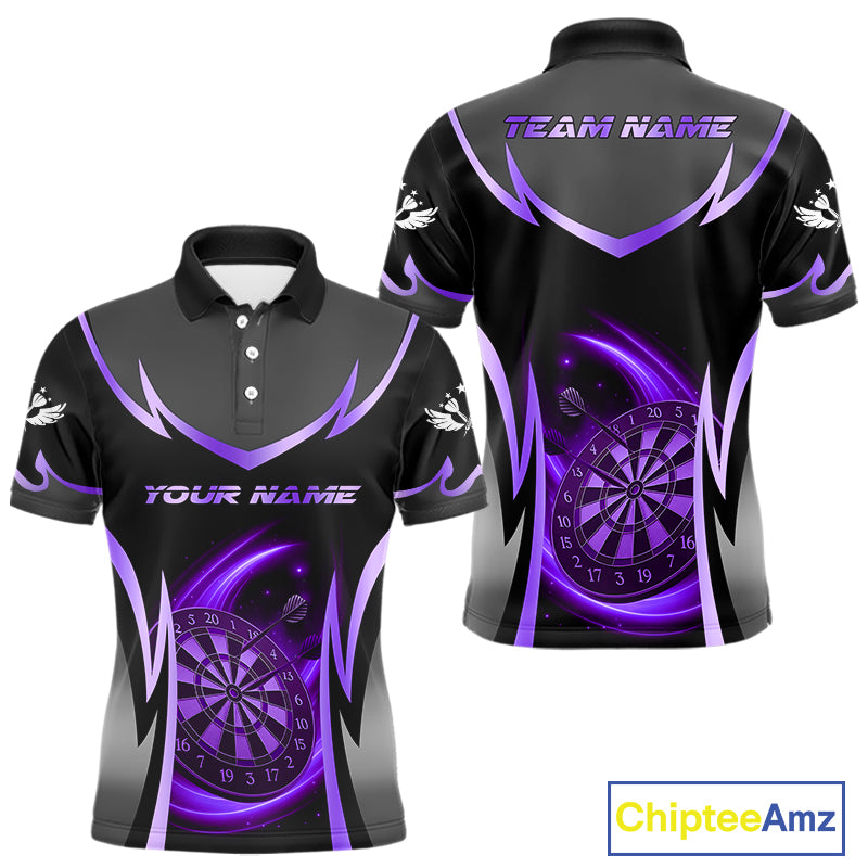 Purple Dartboard Lightning Darts Polo & 1/4 Zip Custom Darts Shirt For Men, Darts Team Jersey TDM5335