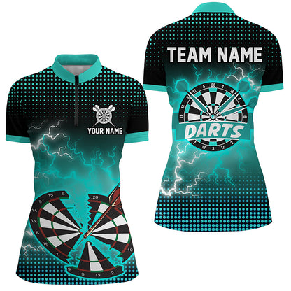 Funny Turquoise Crack Dartboard Thunder Lightning 3D Printed Custom Women Darts Shirts Darts Jerseys TDM1925