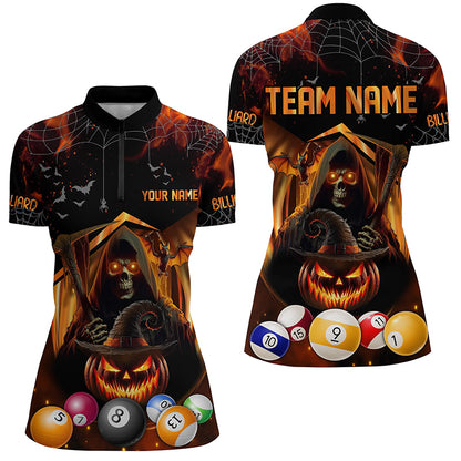 Halloween Grim Reaper Custom Billiard Balls Jerseys For Women, Funny Halloween Billiard Shirts Gift TDM2378