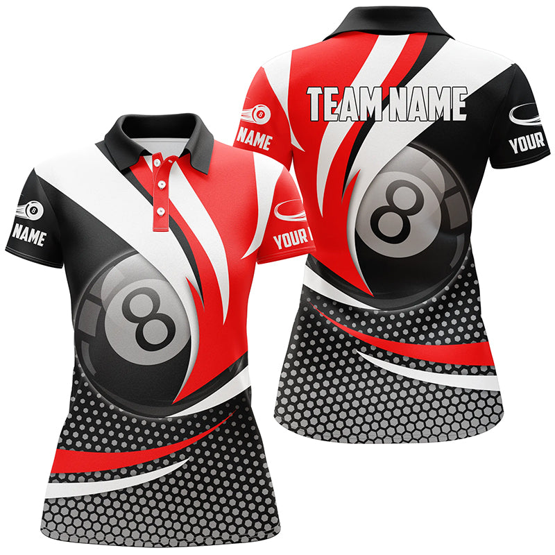 Personalized  8 Ball Billiard Red Version 3D Polo Shirts For Women Best Custom Gifts For Pooler TDM0237