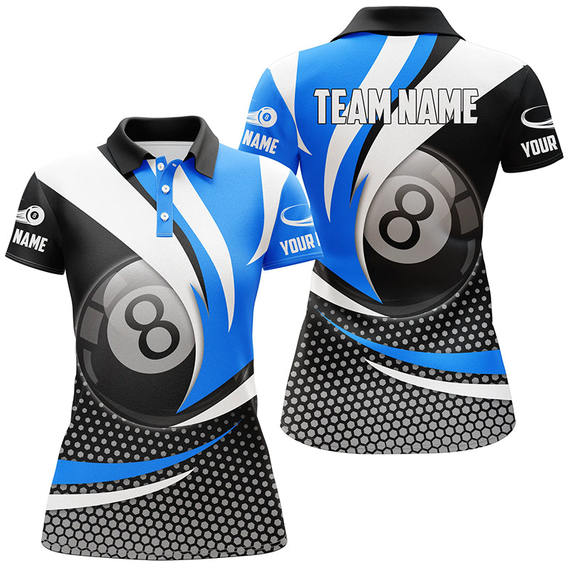 Personalized  8 Ball Billiard Blue Version 3D Polo Shirts For Women Best Custom Gifts For Pooler TDM0238