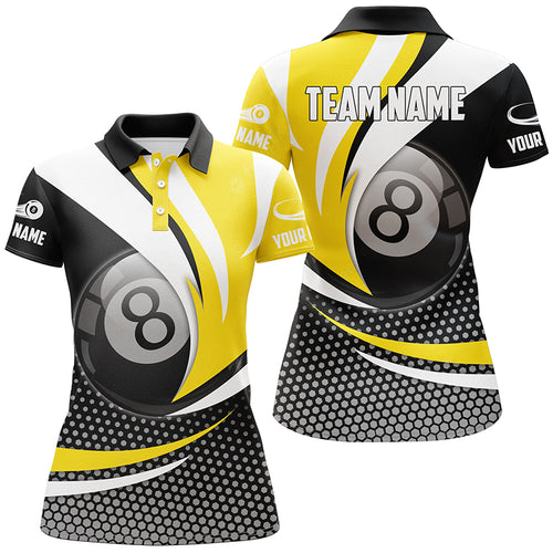 Personalized  8 Ball Billiard Yellow Version 3D Polo Shirts For Women Best Custom Gifts For Pooler TDM0239
