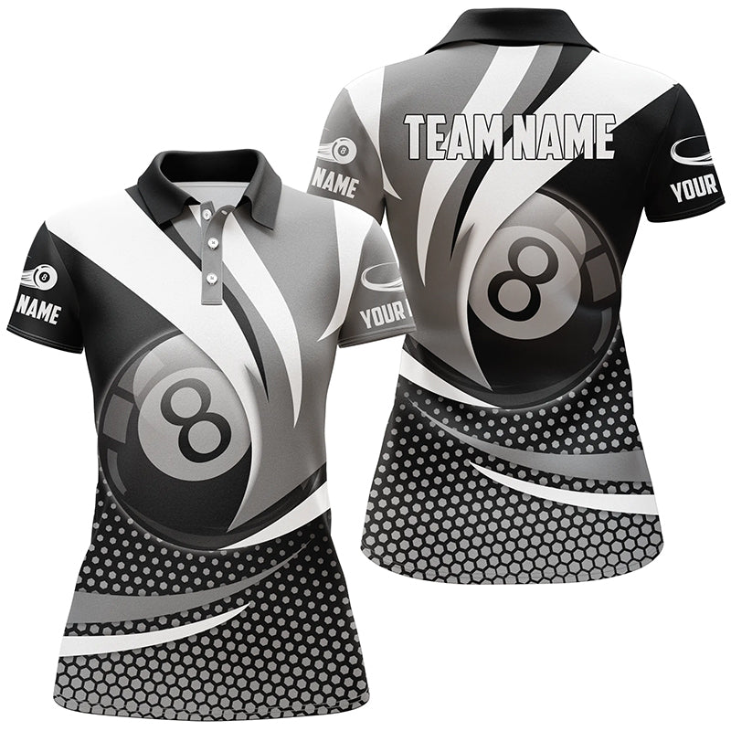 Personalized  8 Ball Billiard Grey Version 3D Polo Shirts For Women Best Custom Gifts For Pooler TDM0240