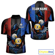 Load image into Gallery viewer, American Flag Eagle 9 Ball Billiard Polo &amp; 1/4 Zip For Men Custom Billiard Jersey, Pool Team Shirt TDM5113