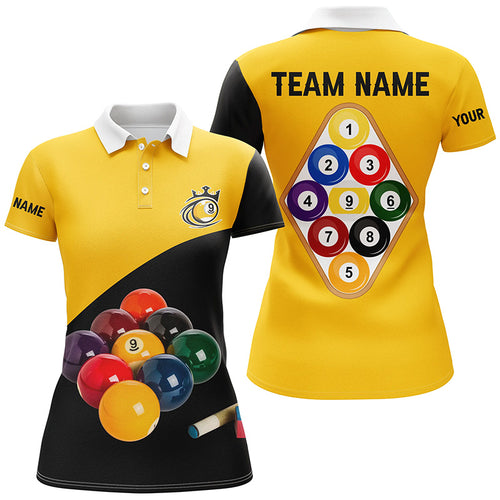 Personalized 9 Ball Pool Billiards Polo Shirts For Women Custom 3D Billiard Balls Jerseys Shirts TDM0650